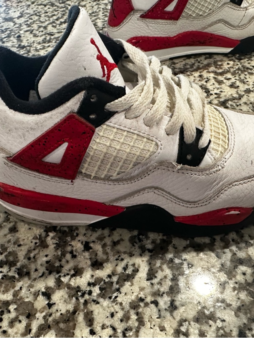 Nike Kids White, Red & Black Retro 4’s Basketball Sneakers